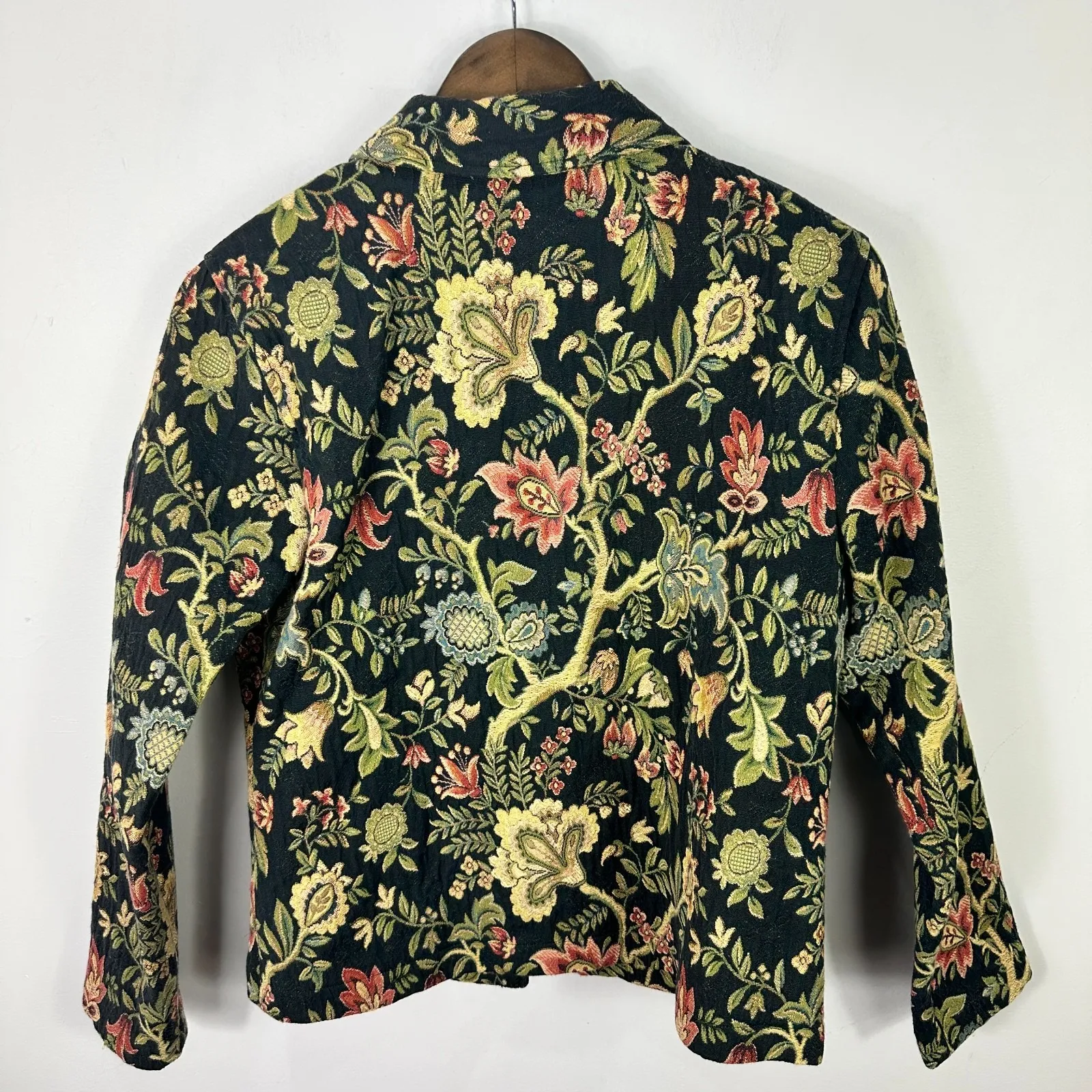 Vintage Carol Anderson Floral Tapestry Jacket Medium Dark Romantic Boho Fairy - Image 6