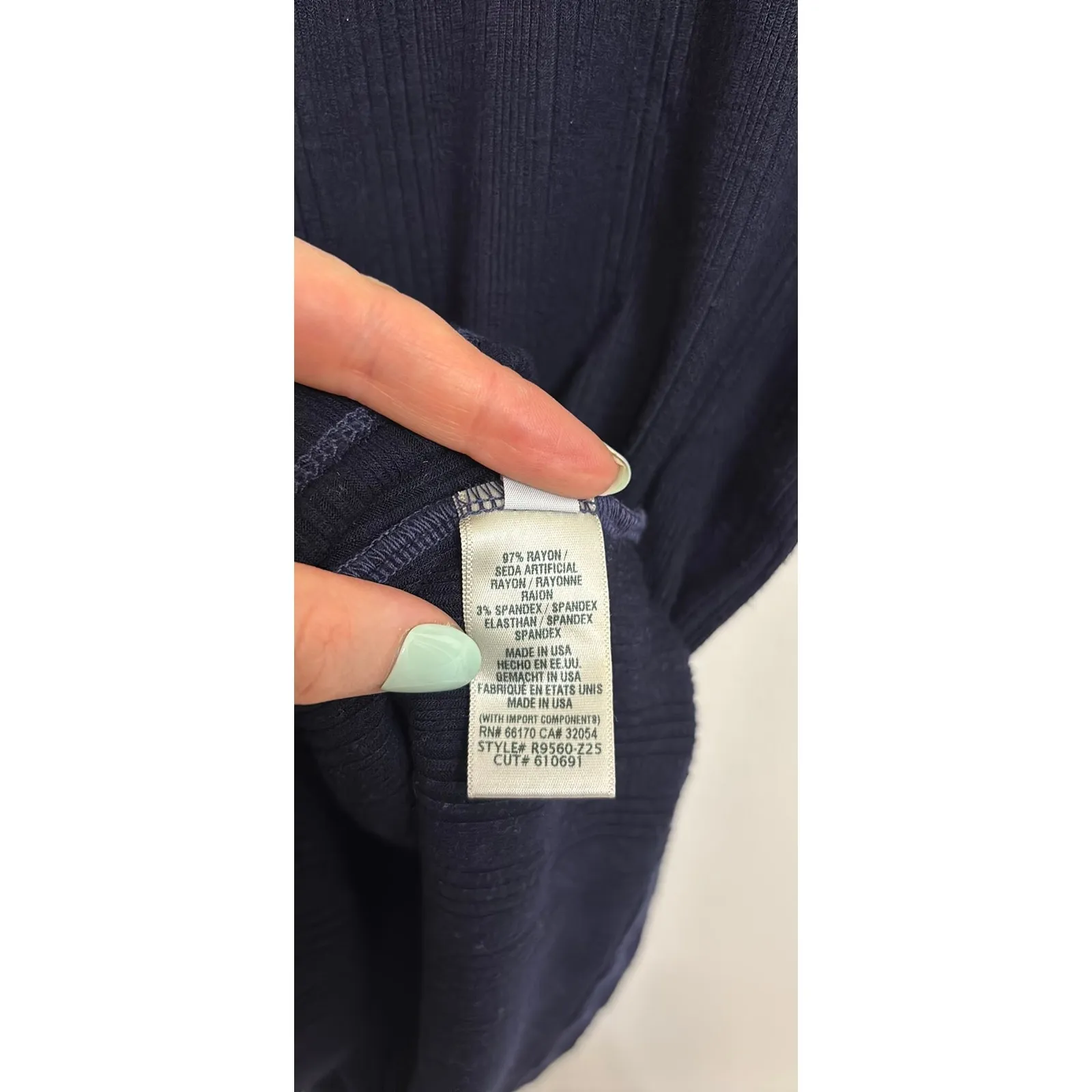 Anthropologie T-Shirt Womens Small Navy Blue Ribbed Short Sleeve Cloth & Stone - Image 4