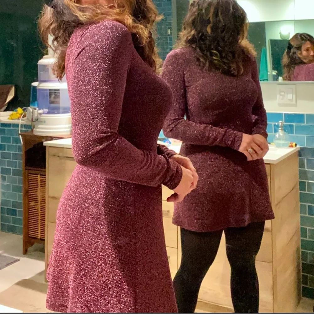 Reformation Riley Metallic Blush Sparkle Knit Mini Dress - Image 4