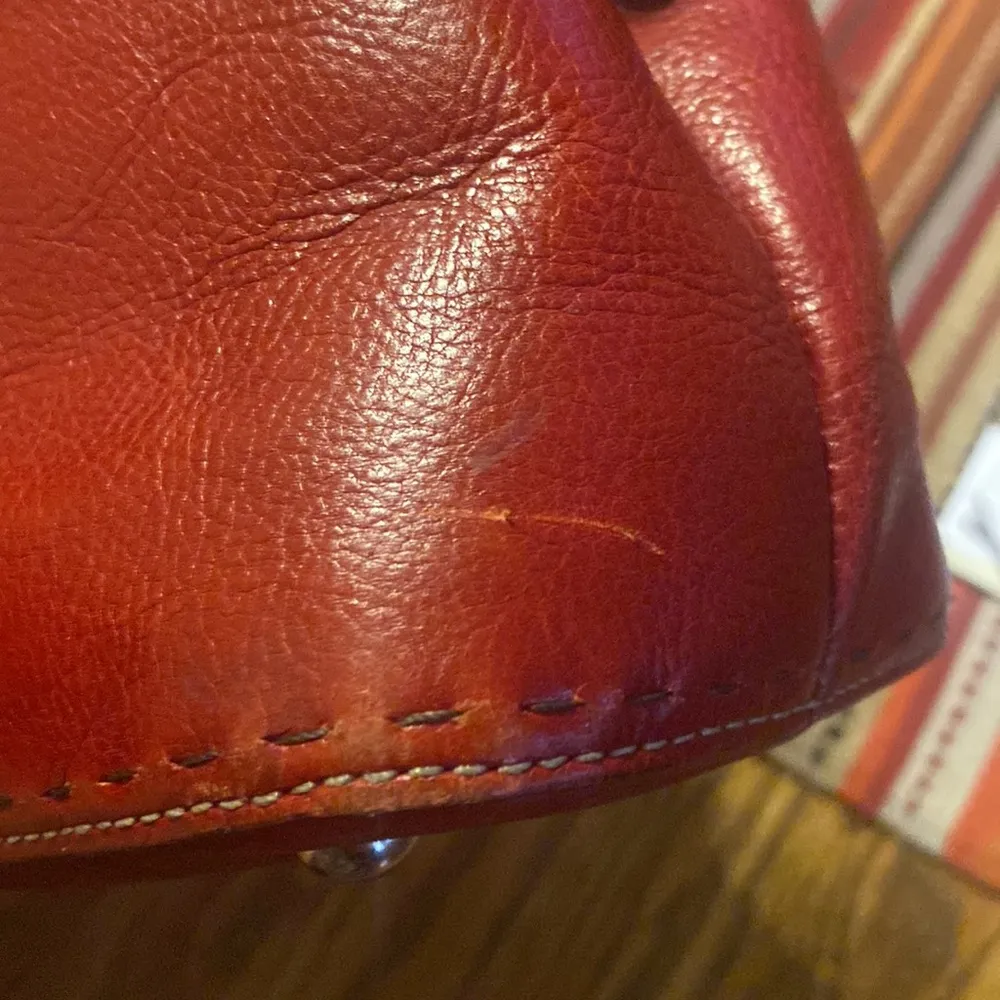 COPY - Medium Fossil Red Shoulder Bag with Smooth Leather Finish - Image 7