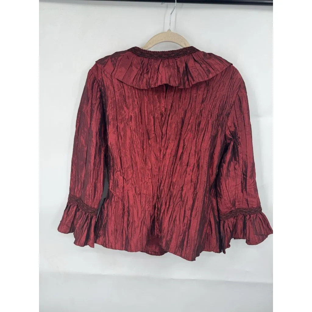 VTG Jackie Jon Witchy Whimsigoth Blouse Women 10 Red Elvira Vampire Dark Romance - Image 2