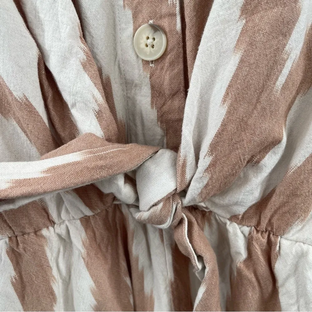 NEW LOU & GREY for LOFT Small Romper Ikat Tie Front Button Down Cotton NWOT - Image 11