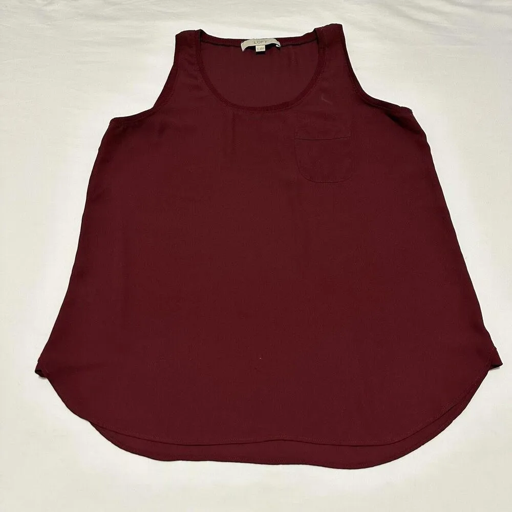 LOFT Women's Maroon Sleeveless Blouse Tank Top sz S Small Shirt - Image 4