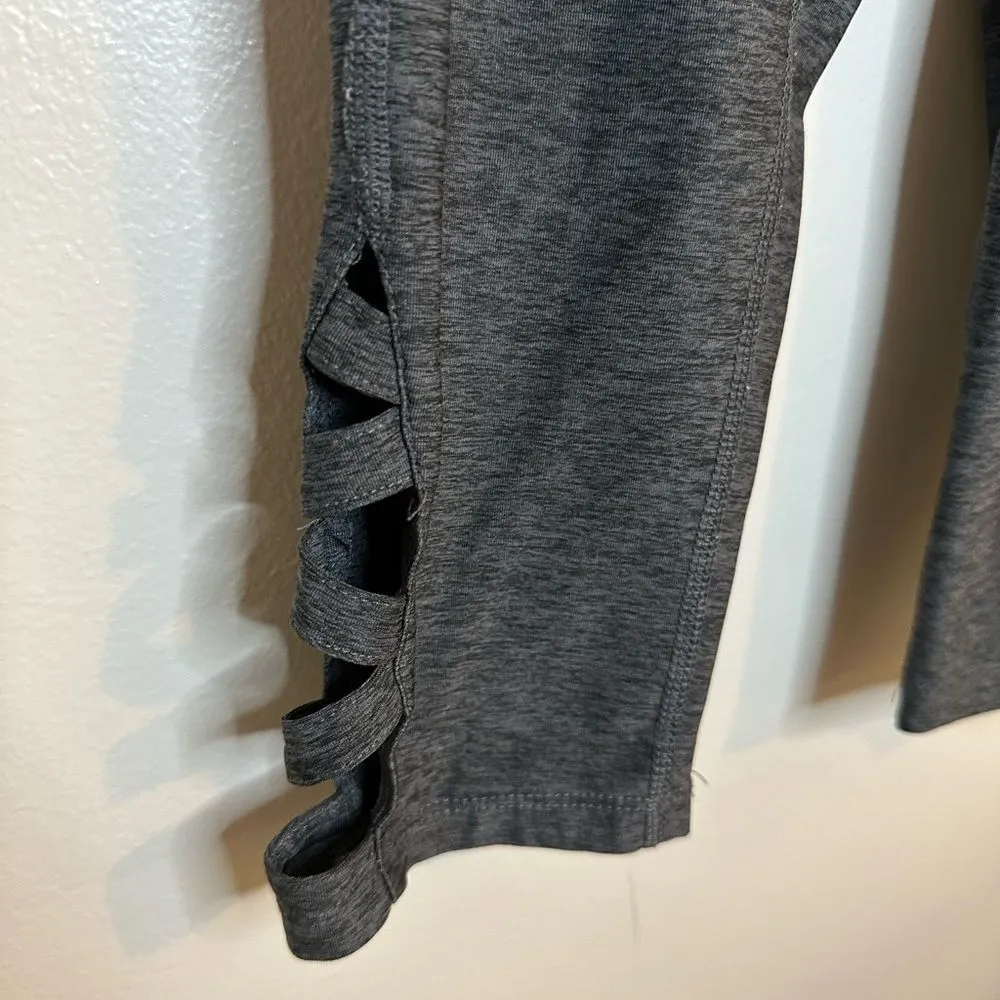 Apana Grey Capri Yoga Pants w/ Criss Cross Lower Leg Size Small - Image 2