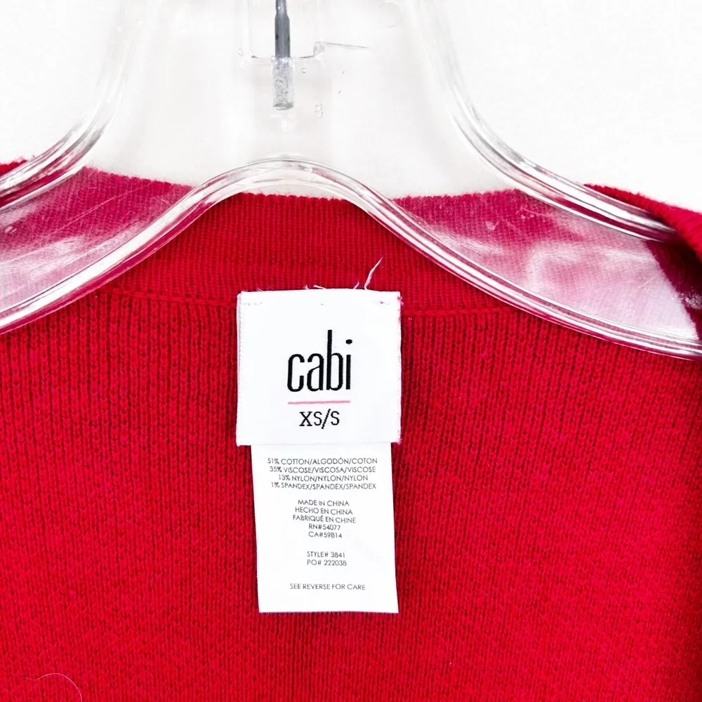 Cabi Firebrick Red Fringe Poncho Sz XS/S - Image 2