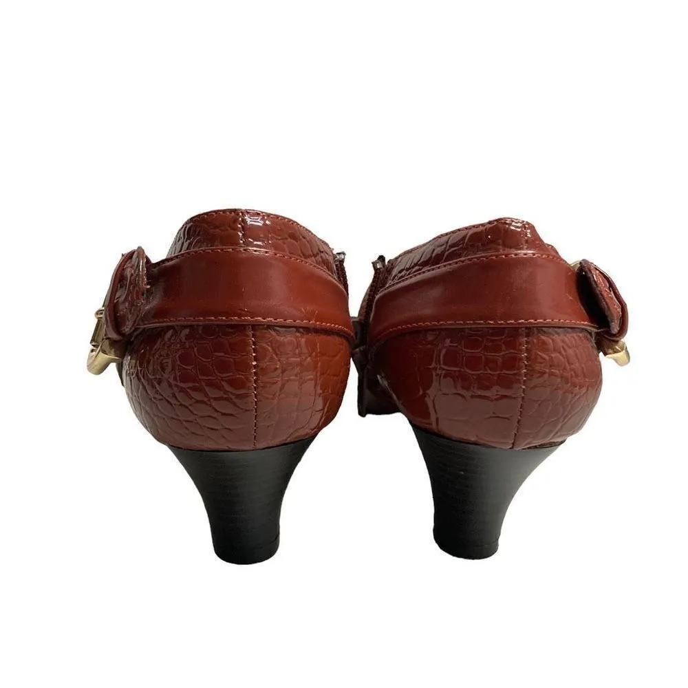 AJ Valenci Women's Brown Leather Chunky Heel Slip - Image 3