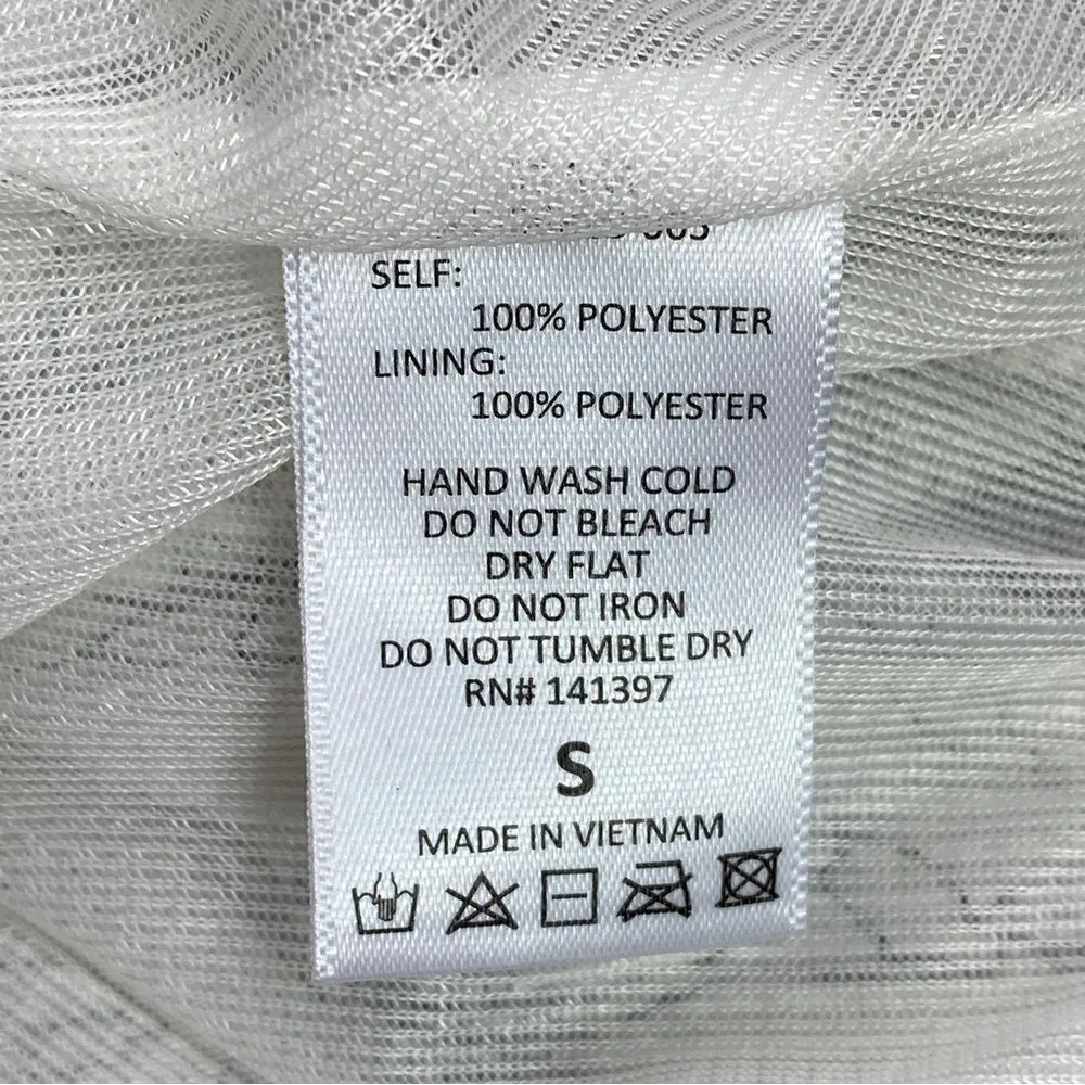 ASTR The Label Blouse Pleated Floral Faux Wrap White Black Size Small - Image 11