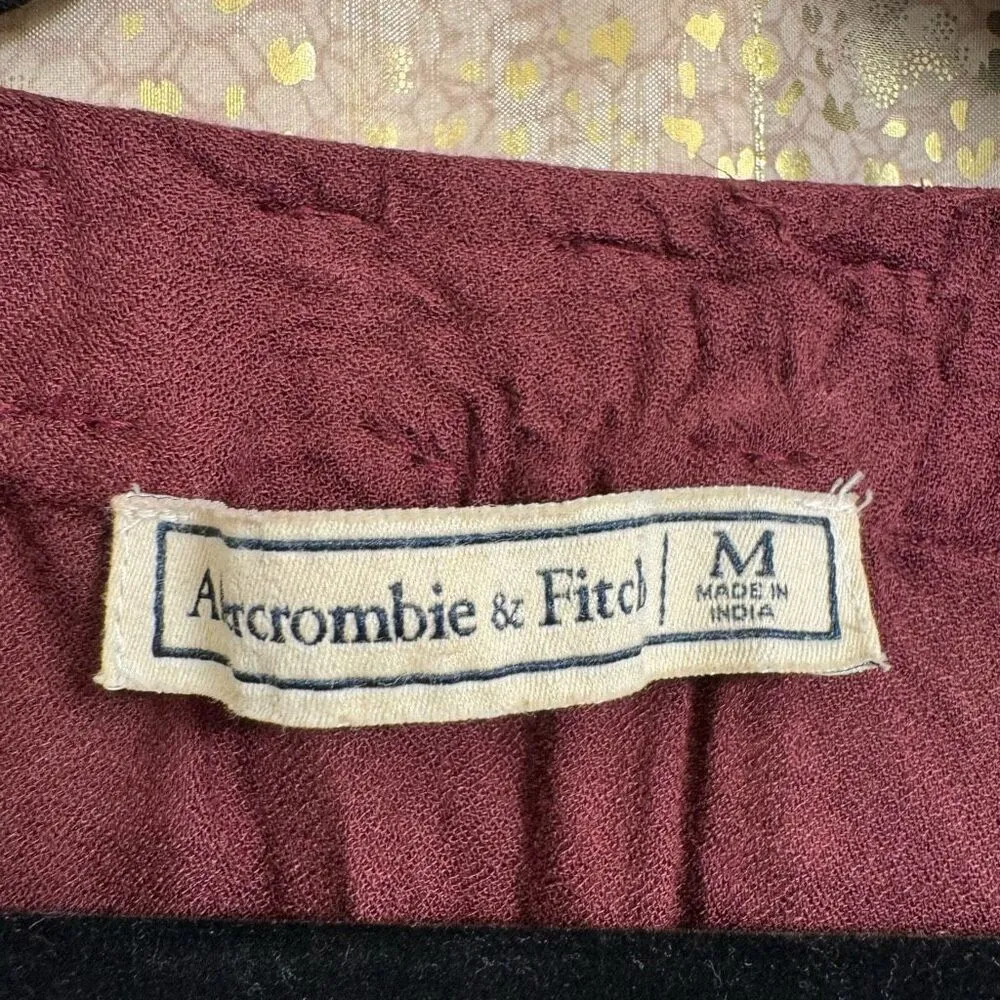 Vintage 00's Abercrombie & Fitch Maroon Beaded Boho Coin Tassel Top Flawed Mediu - Image 3