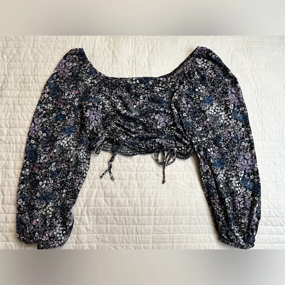 Wild Fable Floral Cropped Cinch Top - Image 3