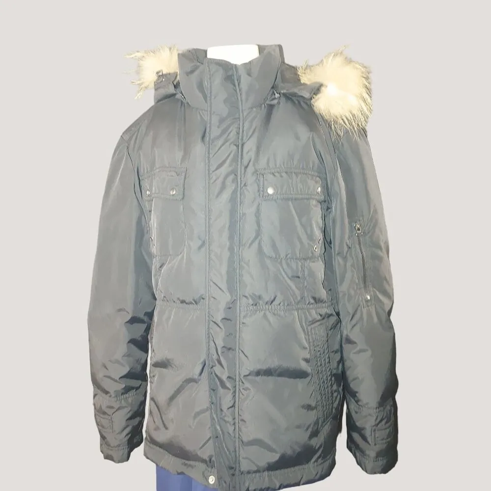 Cabbeen Urban Black Puffer Jacket Fur Trim Hood Size 52 - Image 12