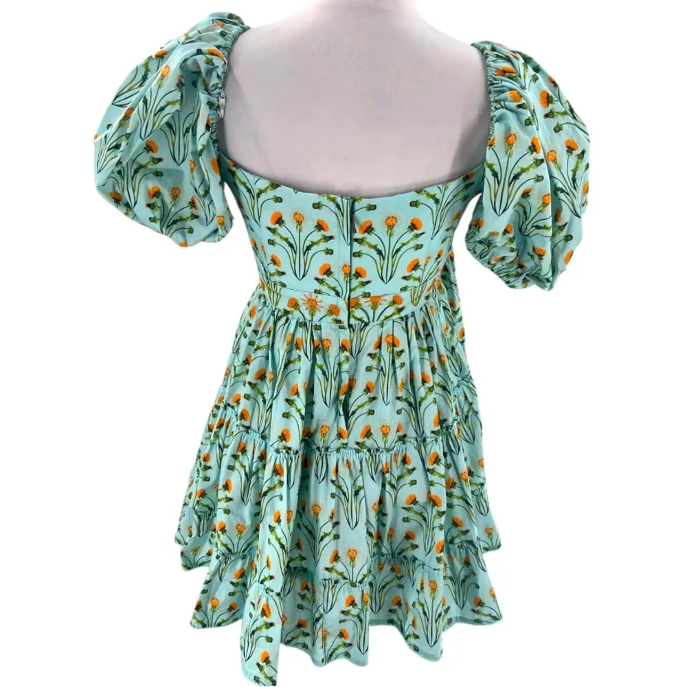 AGUA BY AGUA BENDITA Manzanilla floral print cotton poplin mini dress sz M Blue Size M - Image 12