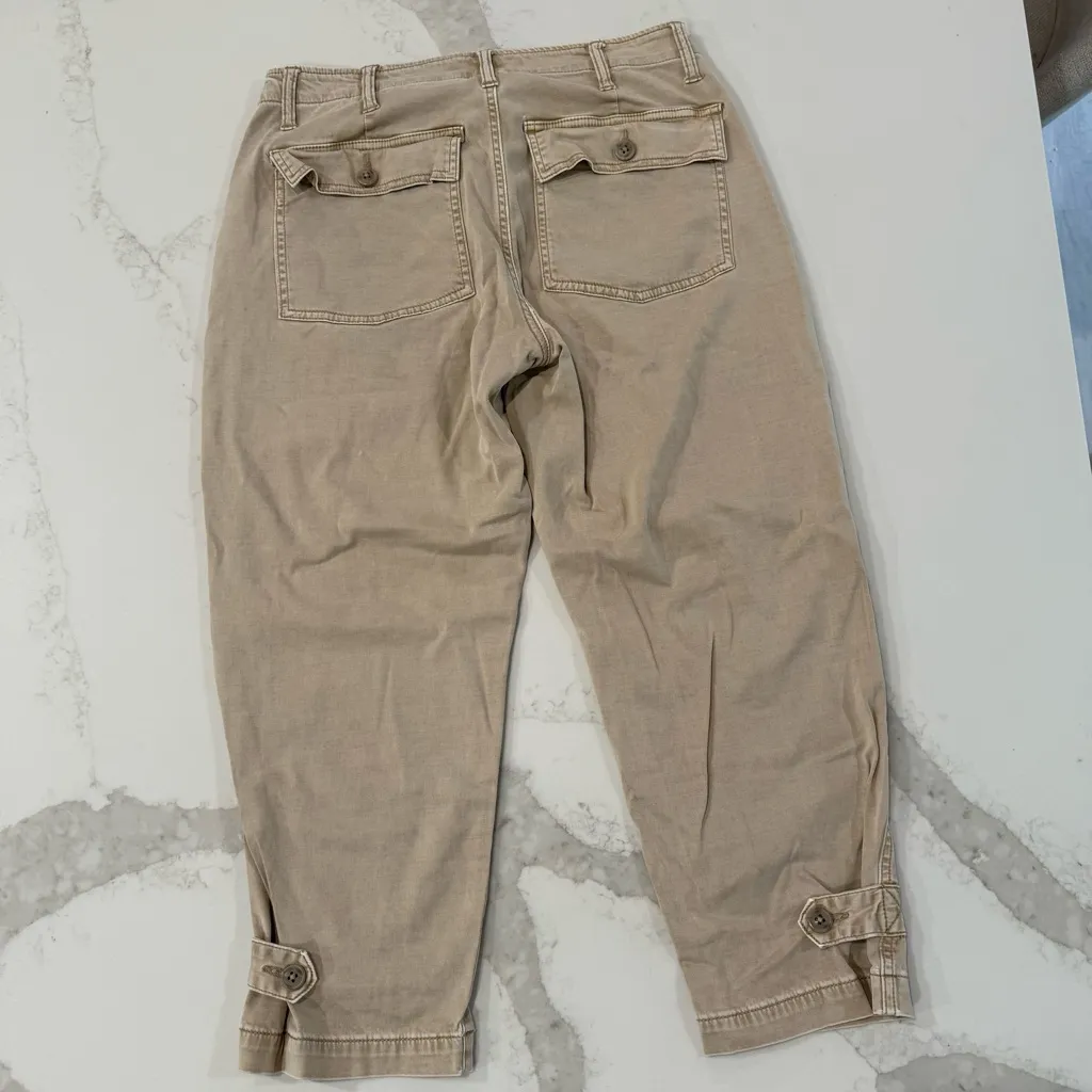 Liverpool Los Angeles Crop Utility Cargo Capri Khaki Pants Womens 8P Cinched Leg - Image 5