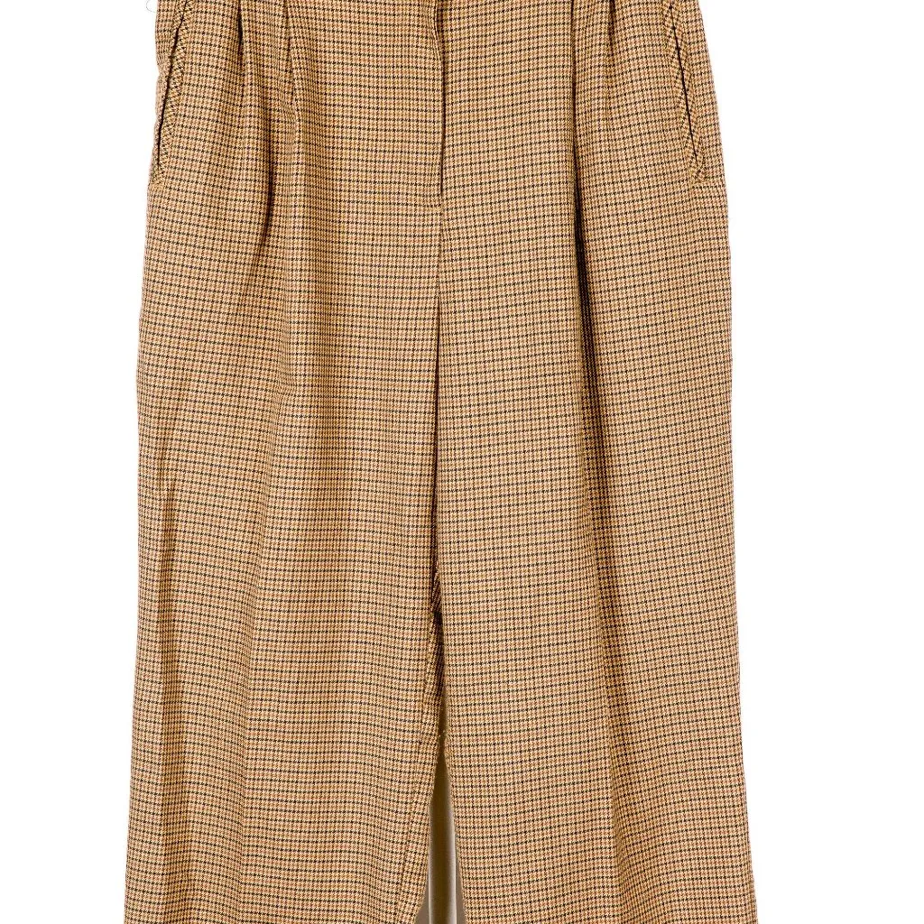 Houndstooth VTG Pants 12 Womens 70s Pockets Career Casual Retro Straight Brown - Image 4