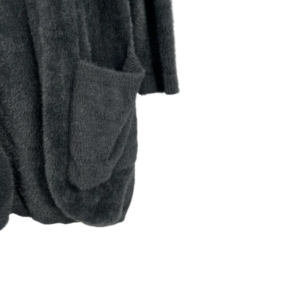 Soma Cardigan Black Open Front Cozy Soft Plush Front Pockets Lounge Medium - Image 2