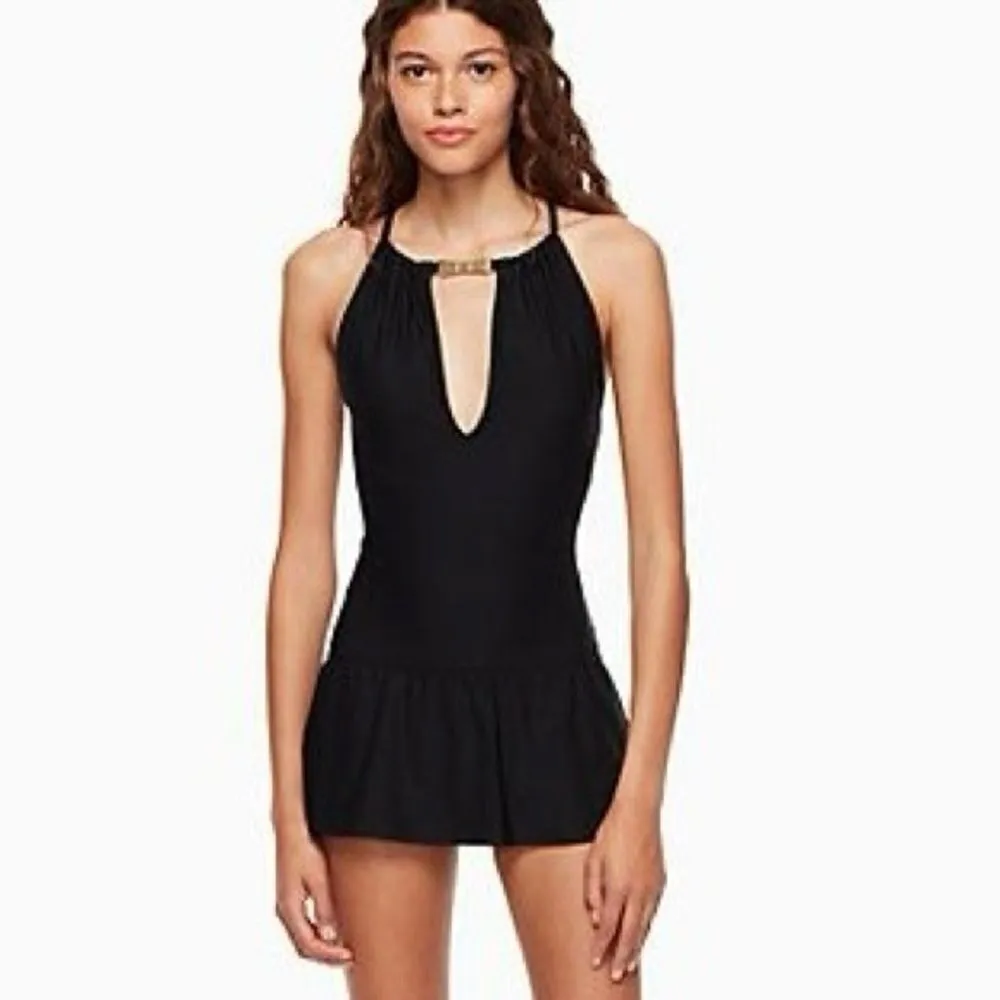 Kate‎ Spade Crescent Bay High Neck Swim Dress Swimsuit Black Small - Image 2