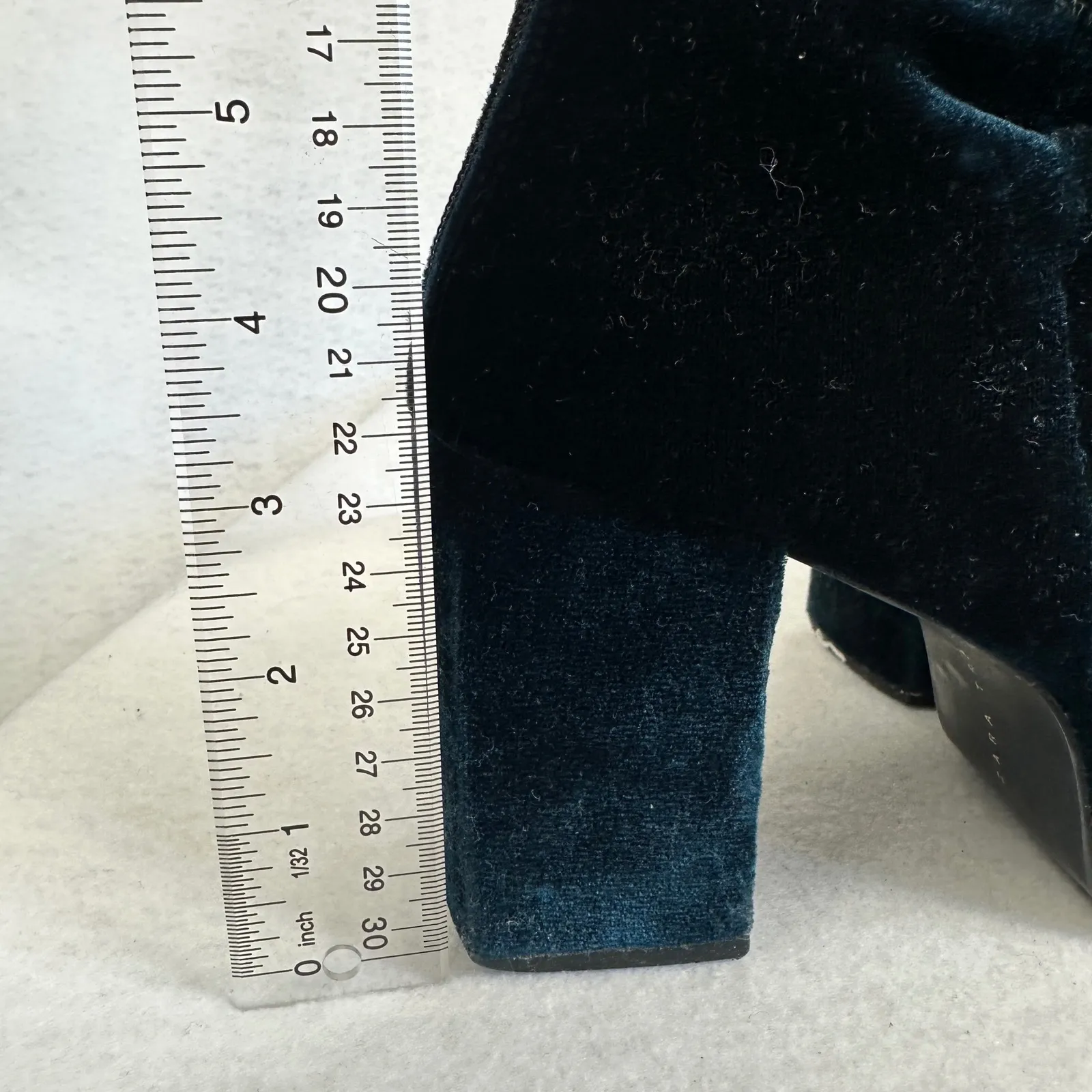 ZARA TRF Teal Velvet Platform Block Heel Ankle Boots Womens‎ 36 Goth Festival Blue Size 5 - Image 8