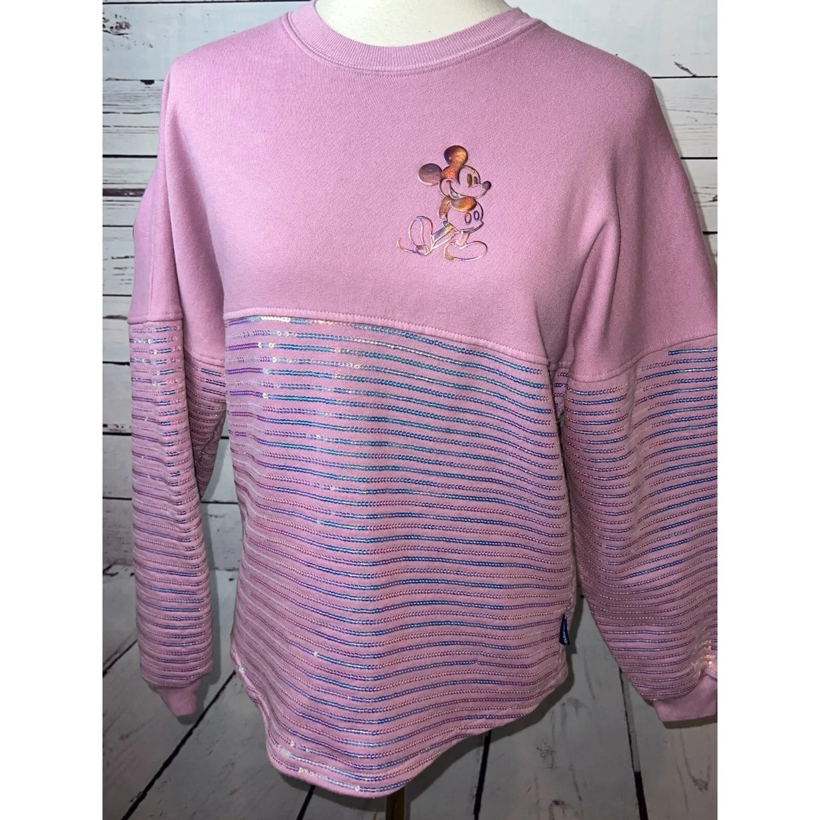 Disneyland Spirit Jersey XS Extra Small EARidescent Disney Sequins Sweatshirt - Image 3