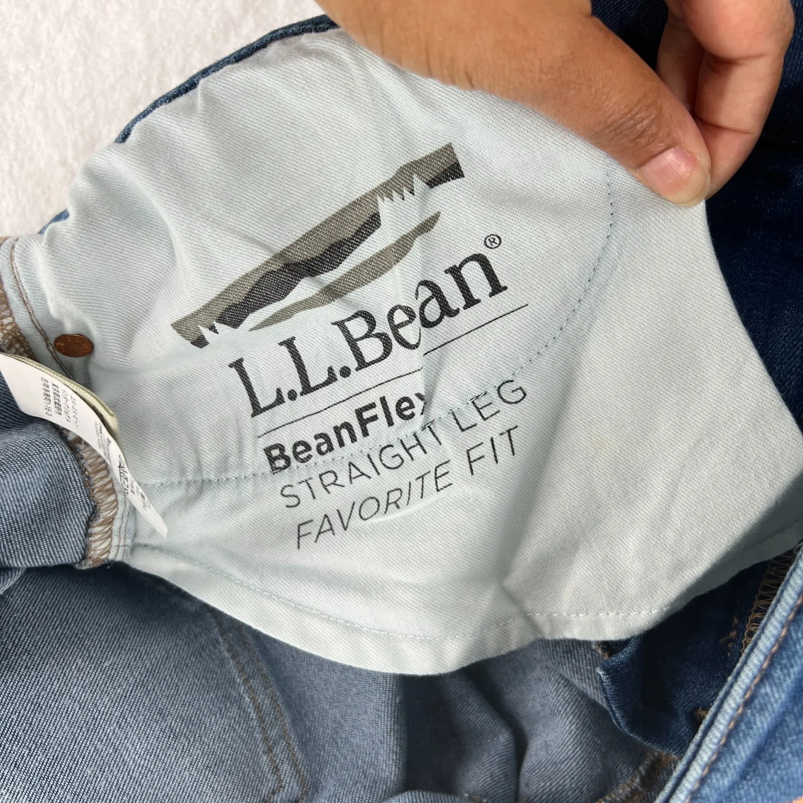 L.L. Bean BeanFlex Jeans Womens 16 Blue Denim Stretch Favorite Fit Straight Leg Size 16P - Image 9