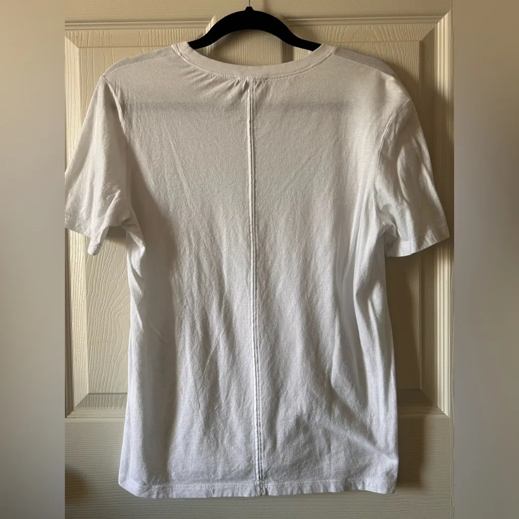 Ag Adriano Goldschmied True White Stretch Cotton Blend Basic T-Shirt Size Large - Image 7