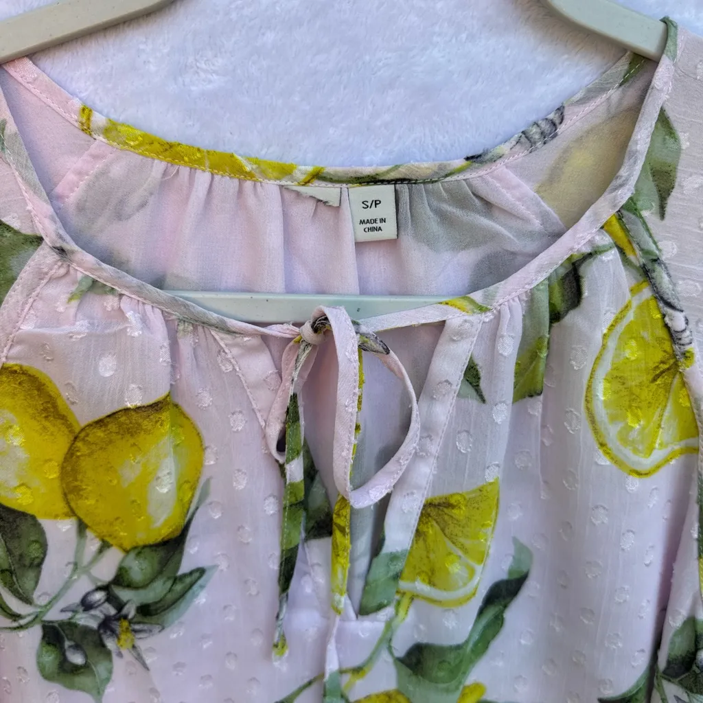 Joie Lemon Print Sheer Blouse - Image 3
