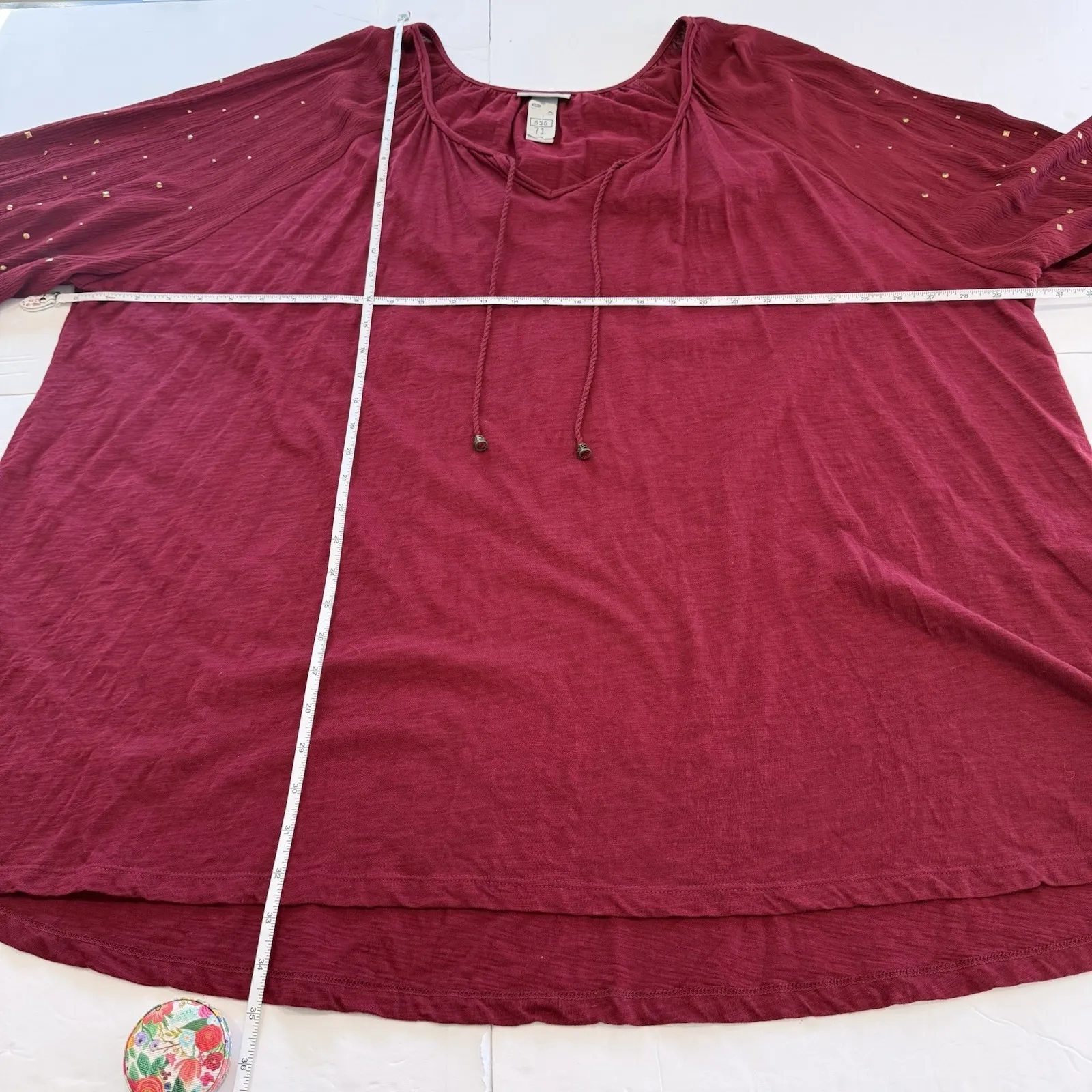 Catherines‎ Rust Red 3/4 Sleeve Gold Metallic Pullover Peasant Top Size 4X - Image 7