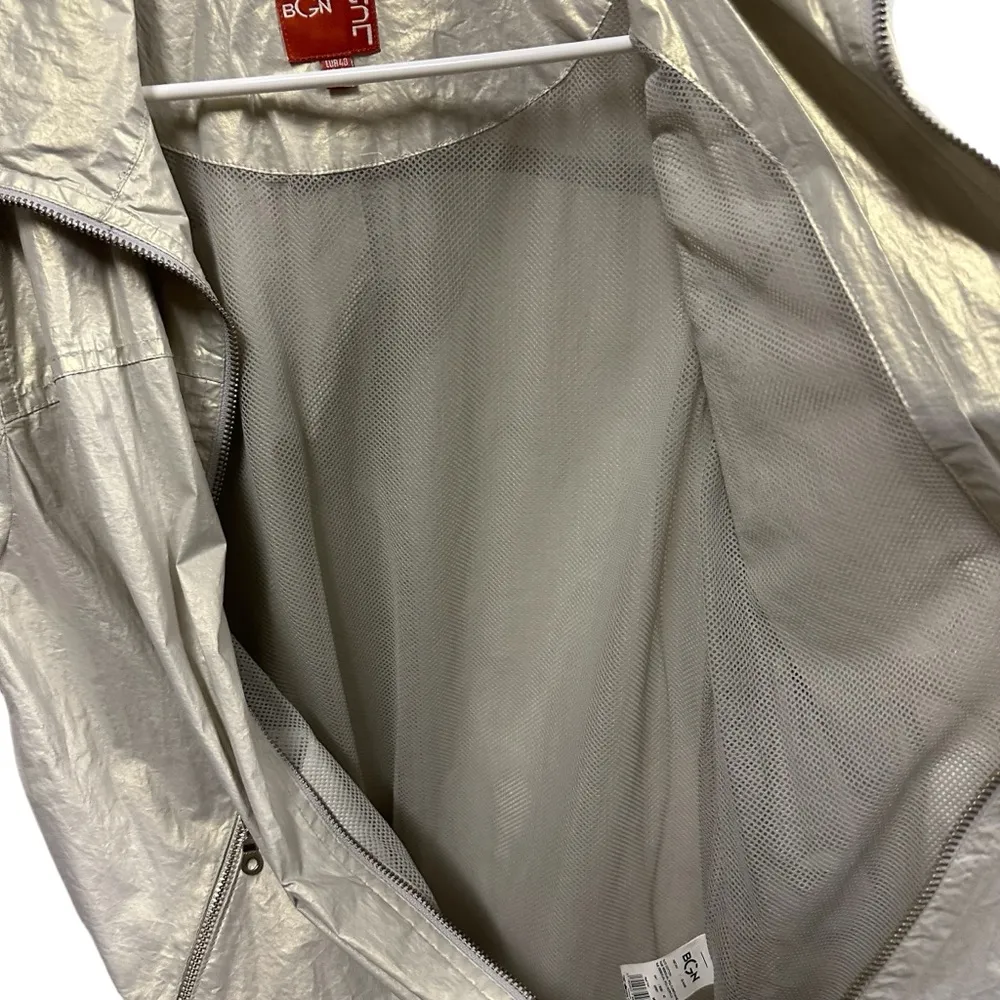 BGN Iridescent Metallic Mesh Lined Zip Up Lightweight Jacket EU 40 Womens 8 Silver - Image 11