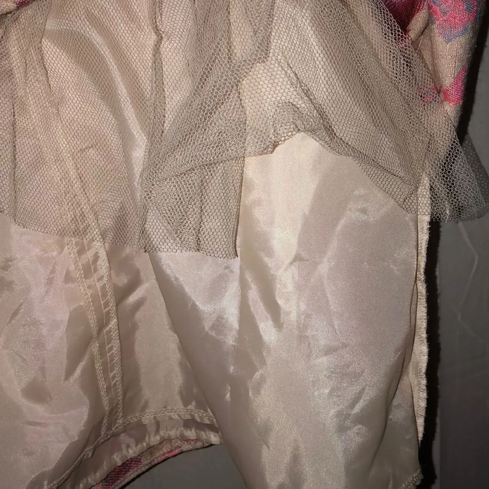 Miss Selfridge Petites Pink Jacquard Floral Dress Vintage 1990s Y2K XS - Image 7