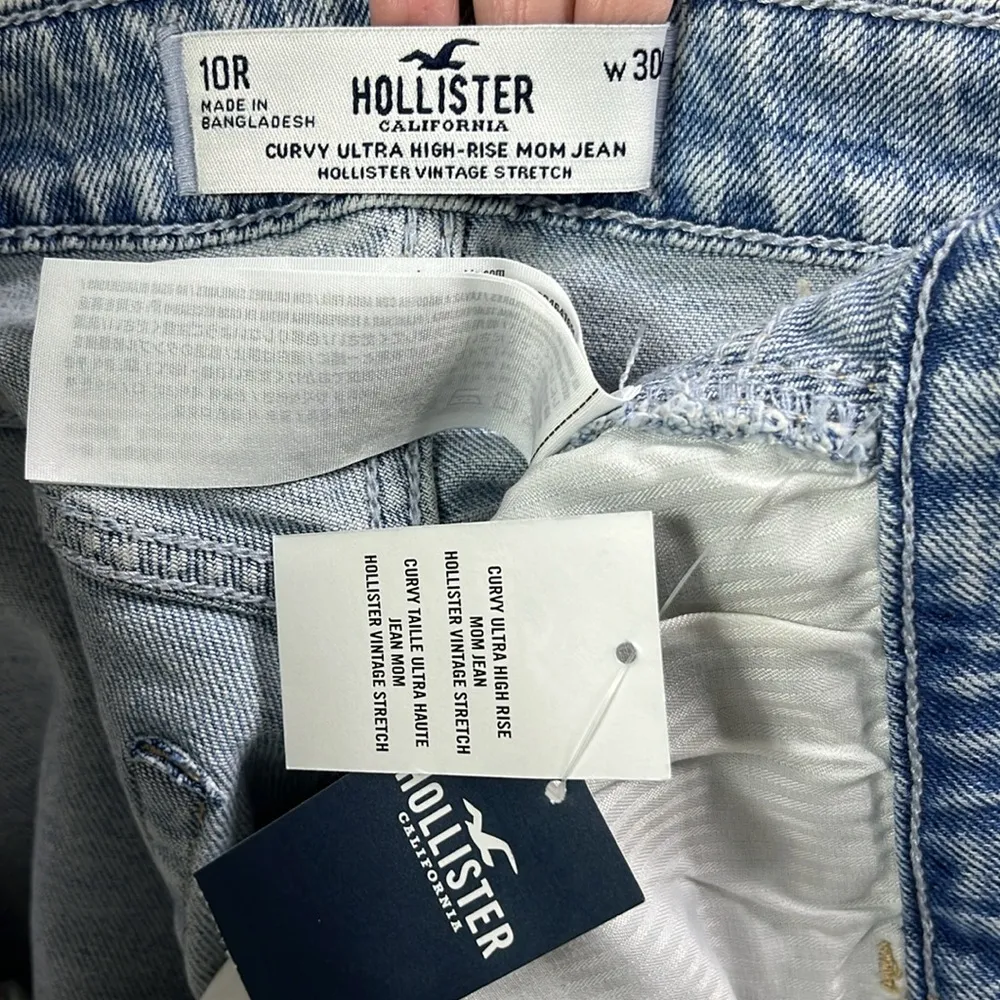 Hollister Curvy Ultra High Rise Mom Jeans Size 10R/30 Vintage Stretch Distressed - Image 3