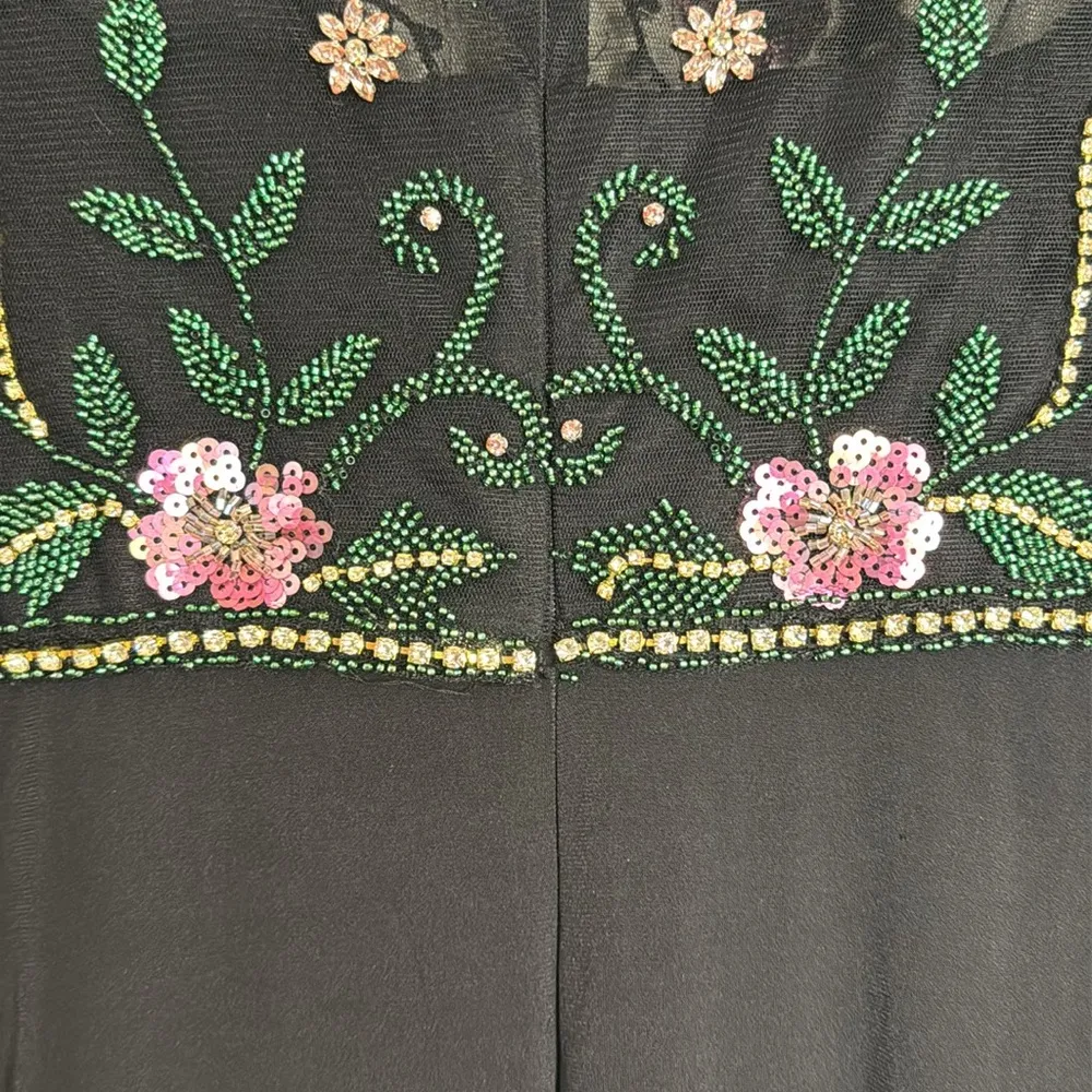 Max Duggal Black Beaded Illusion High Neck Trumpet Gown size 2 style 67870 - Image 12