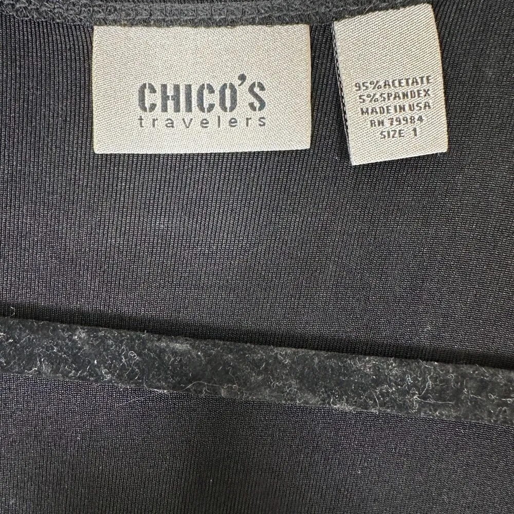 Chico's Travelers Collection Black Handkerchief Cardigan Topper Size 1 US M/8 - Image 5