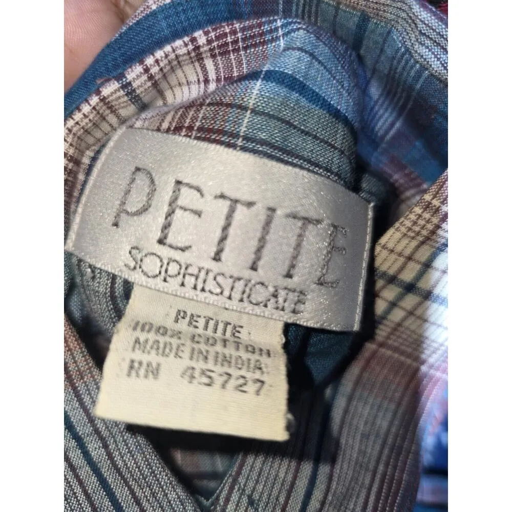 Petite Sophisticate Floral Polyester Collared Long Sleeve Button Down Shirt PM - Image 7