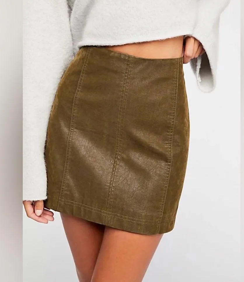 FREE PEOPLE Vegan Suede MODERN FEMME Mini Skirt Size 0 - Image 8