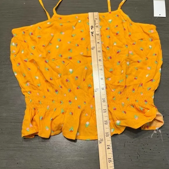 BP Women's Yellow Floral‎ Print Tie Strap Sleeveless Crop Top Tank Size Small - Image 9