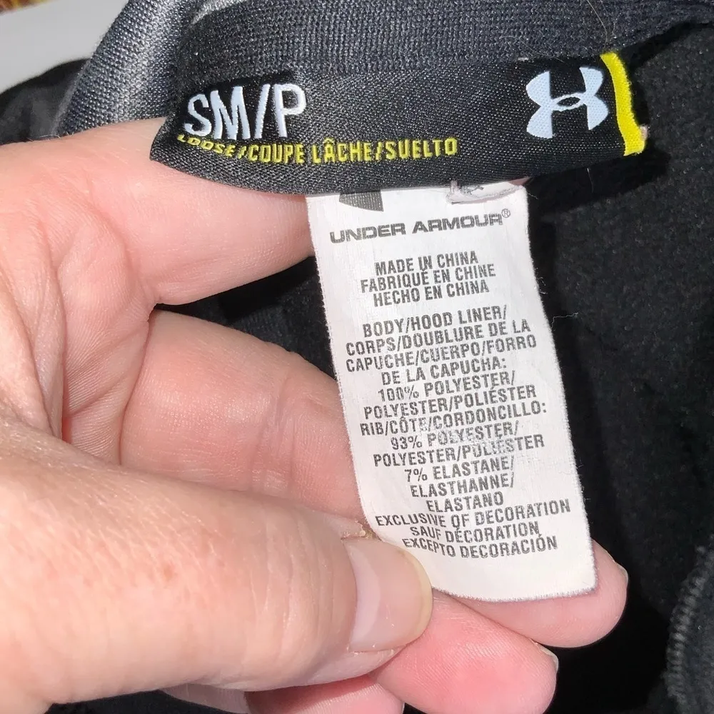 Under Armour Black Hoodie Drawstring Hood Front Kangaroo Pocket SP - Image 7