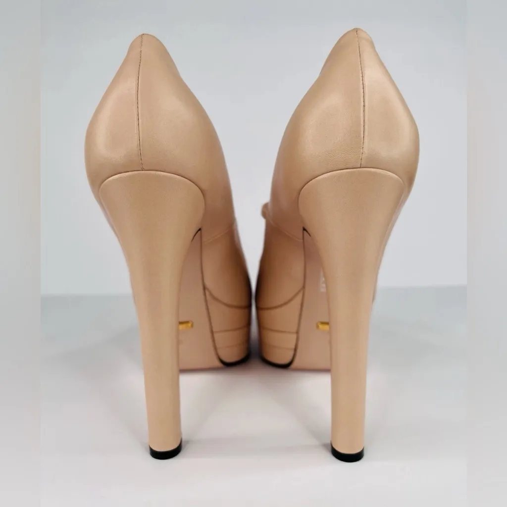 Gucci Plato Malaga Leather Platform Mary Jane Marmont Heel Pump Size EU 41 - Image 4