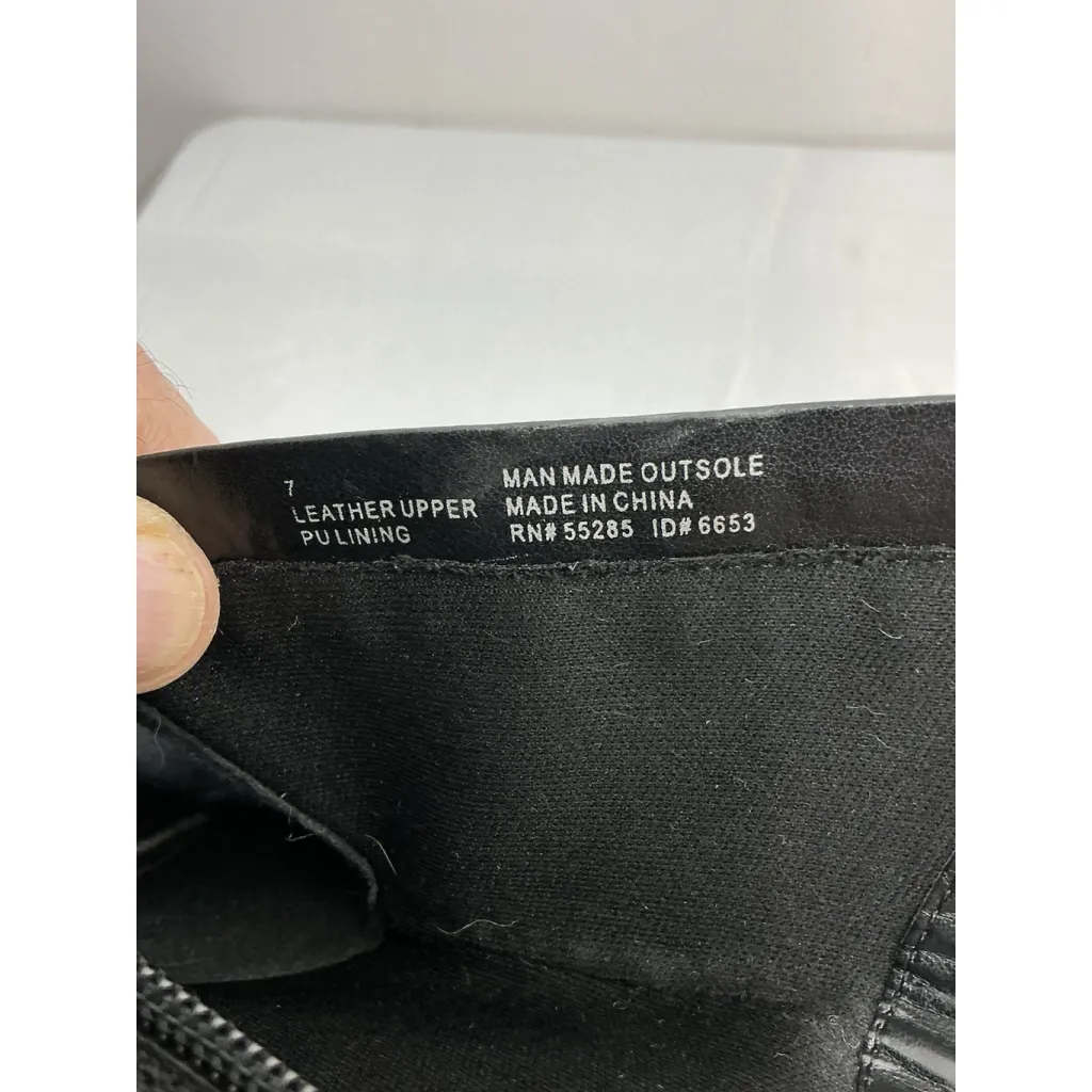 Womans Express Western Style Boots 7 Black Side Zip Pointed Toe Block Heel - Image 7