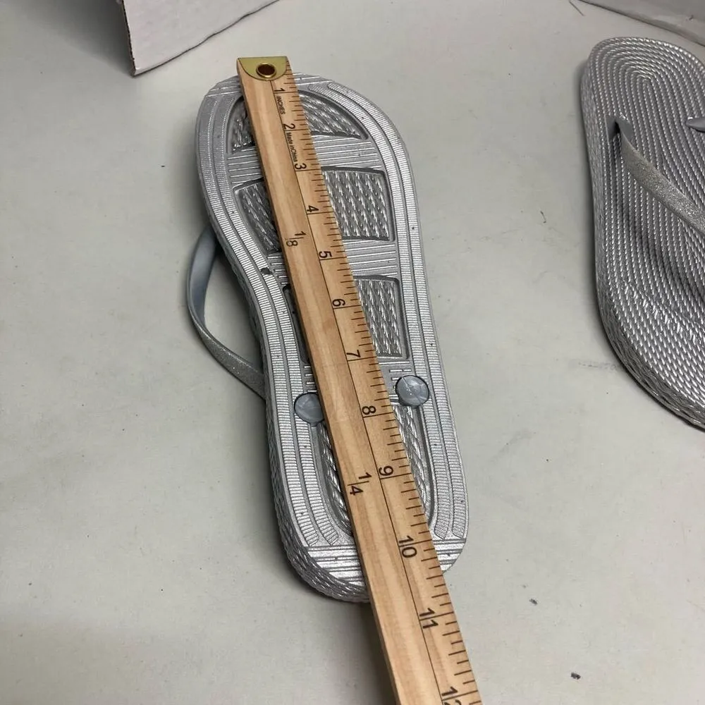 Silver flip flops Size 41 US Size‎ 10.5 New Without Tags - Image 5