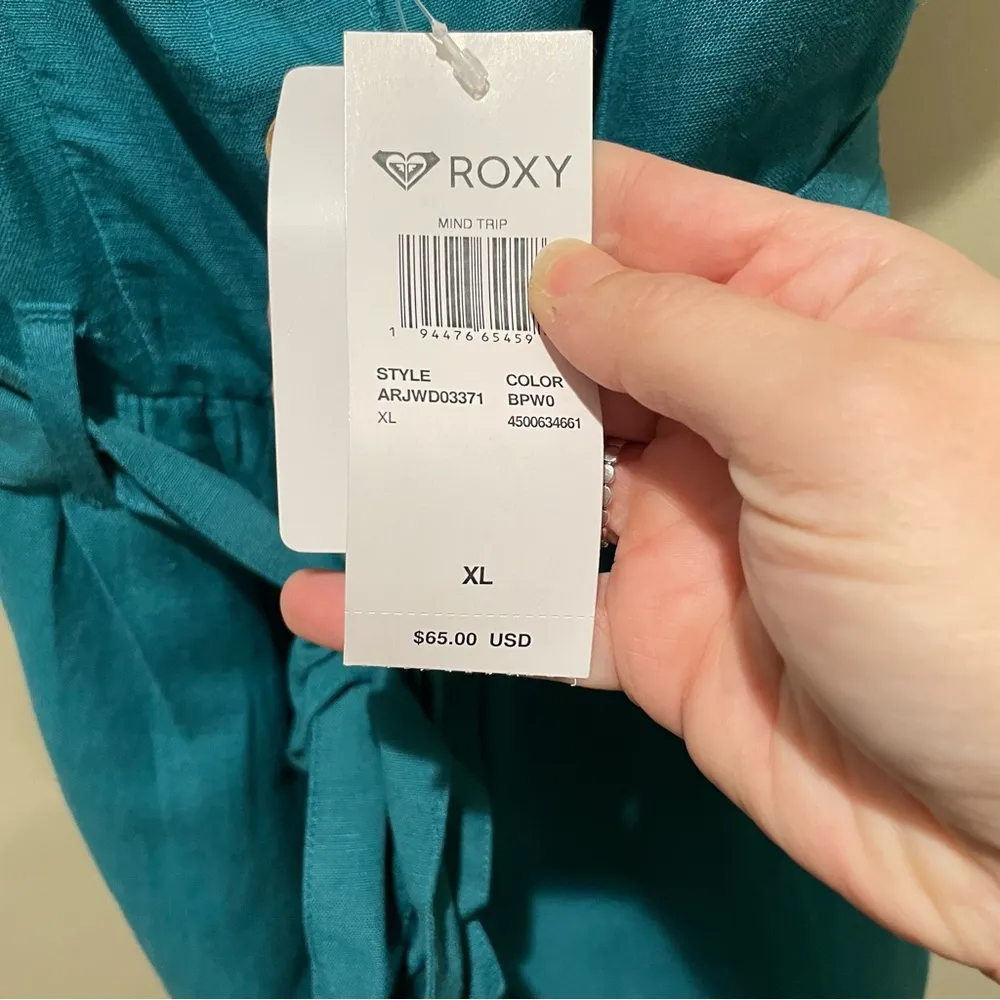 Roxy Mind Trip Jumpsuit Biscay Bay Teal Blue Size Medium - Image 8
