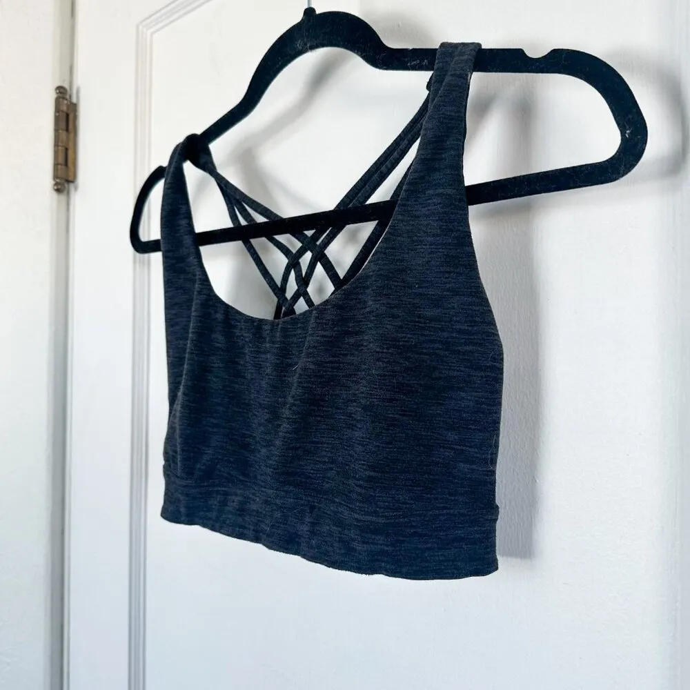 Heathered Dark Gray Strappy Sports Bra - Image 3