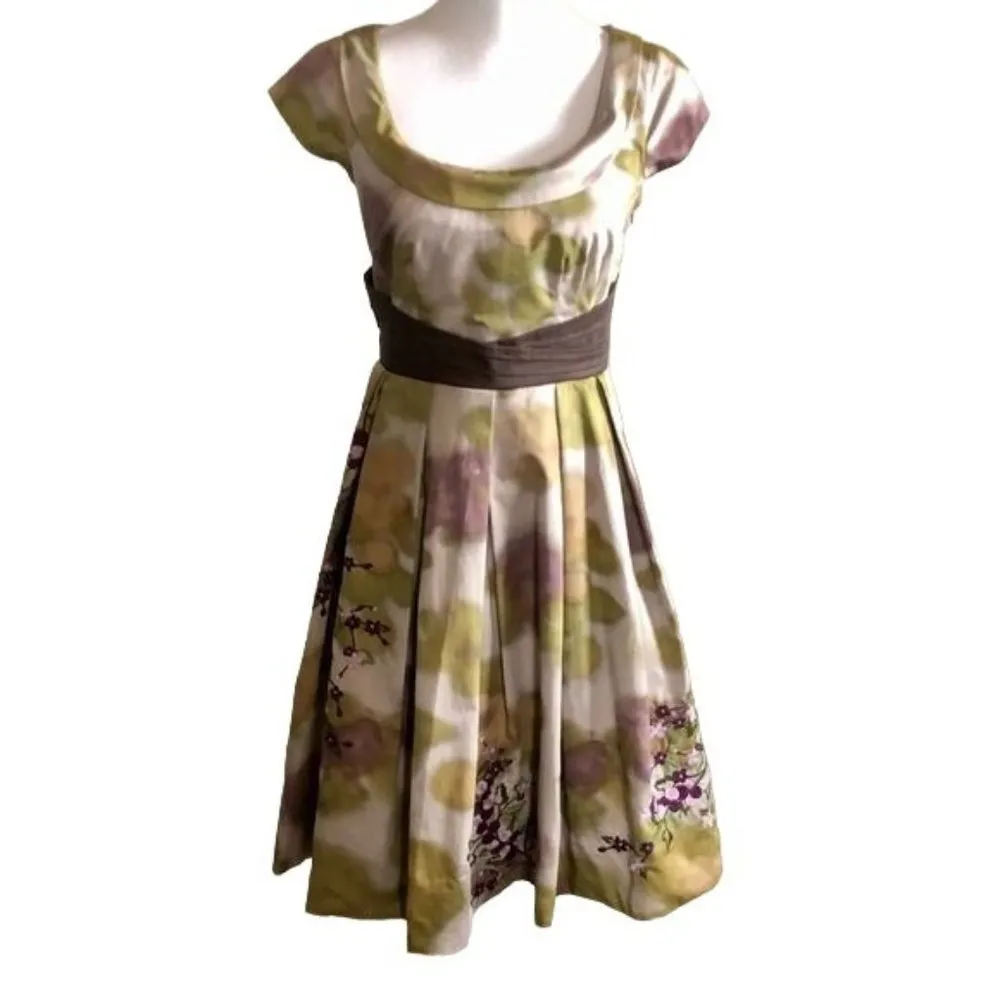 Anthropologie Floreat Travessia Dress Womens 4 Used Tulle Skirt Purple Green - Image 15