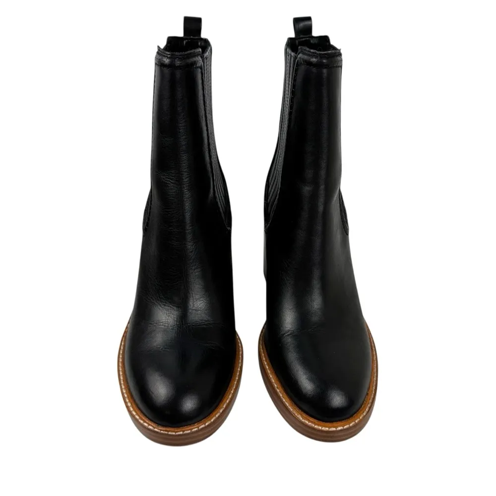 Marc Fisher Black Leather Halida Boots Shoes Heeled Ankle Booties SZ 8.5 Western - Image 4