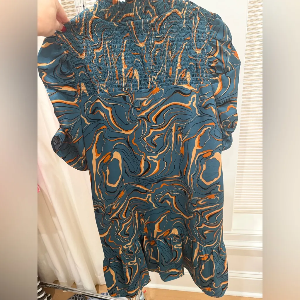 THML Teal and Orange Textured Dress - Image 2