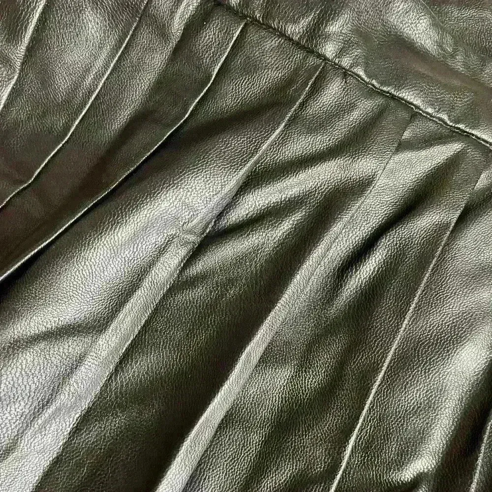 Leather (faux) pleated fit and flare skirt, Worthington brand; size PM - Image 2