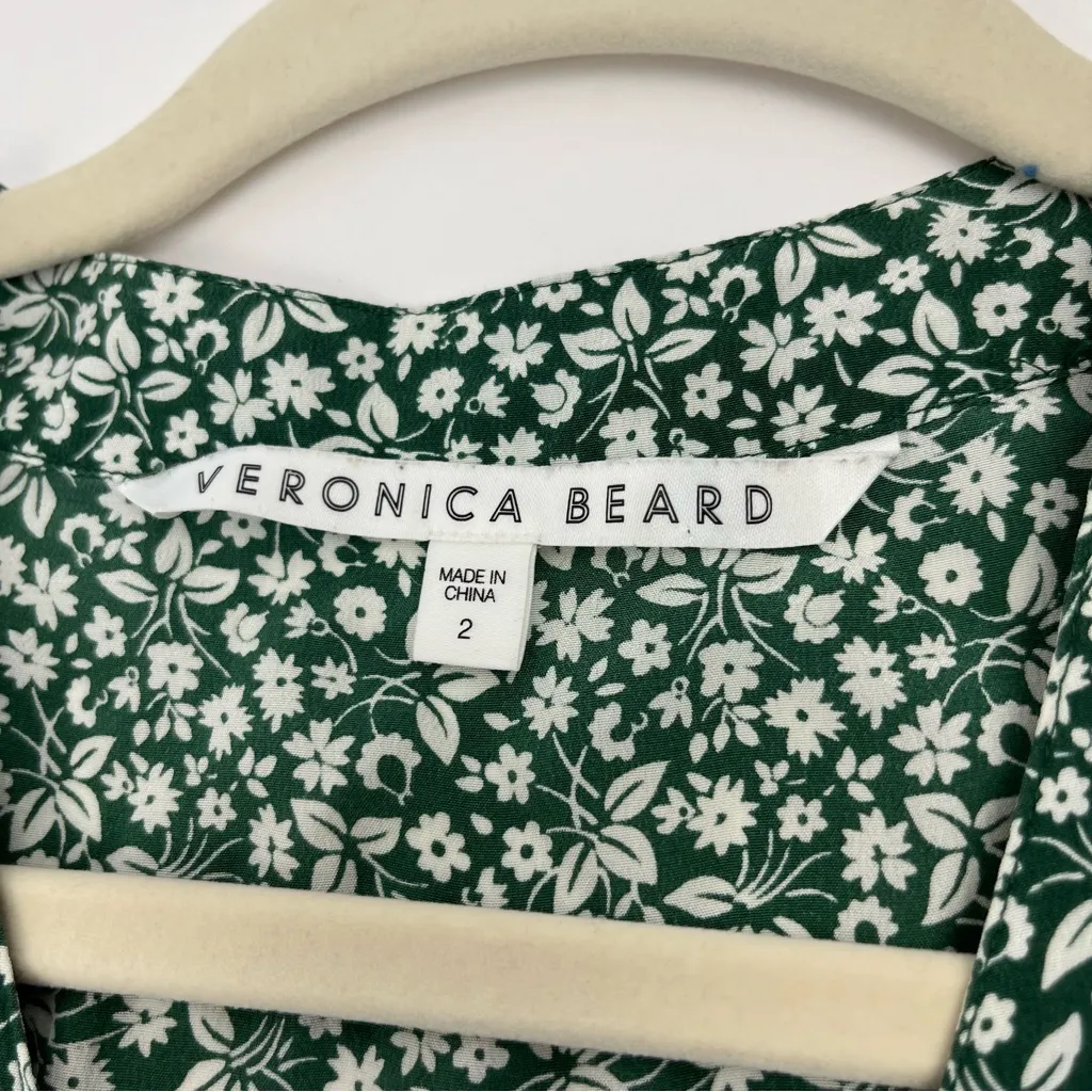 Veronica Beard Floral Giana Dress Green White Floral Womens Size 2 *FLAWED* - Image 3