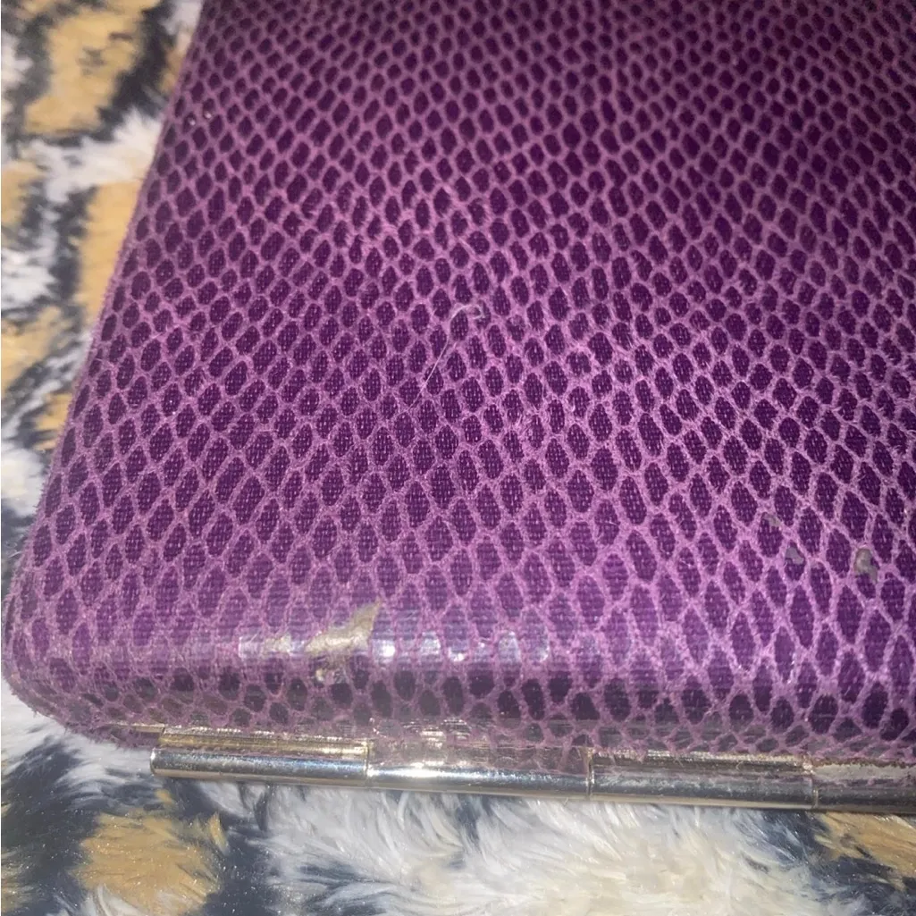 Nicole Lee Large Purple Snakeskin Studded Hinged Wallet With Gold Interior - Image 3