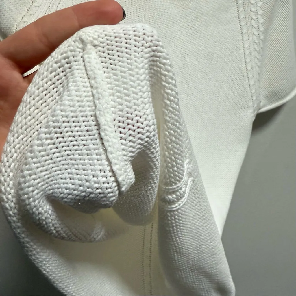 Vintage Cottagecore white knit sweater top cotton doen bohemian small medium - Image 3