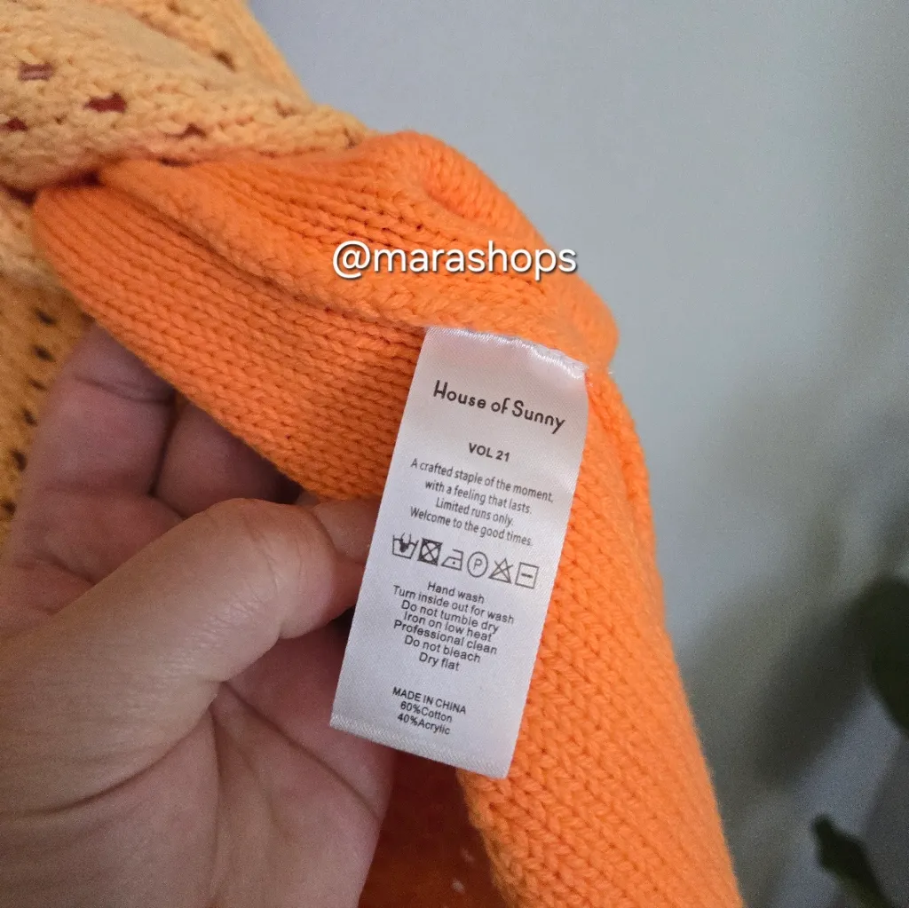 House of Sunny Pompelmo Sunset Knit Crochet Skirt Orange Size 8 - Image 9