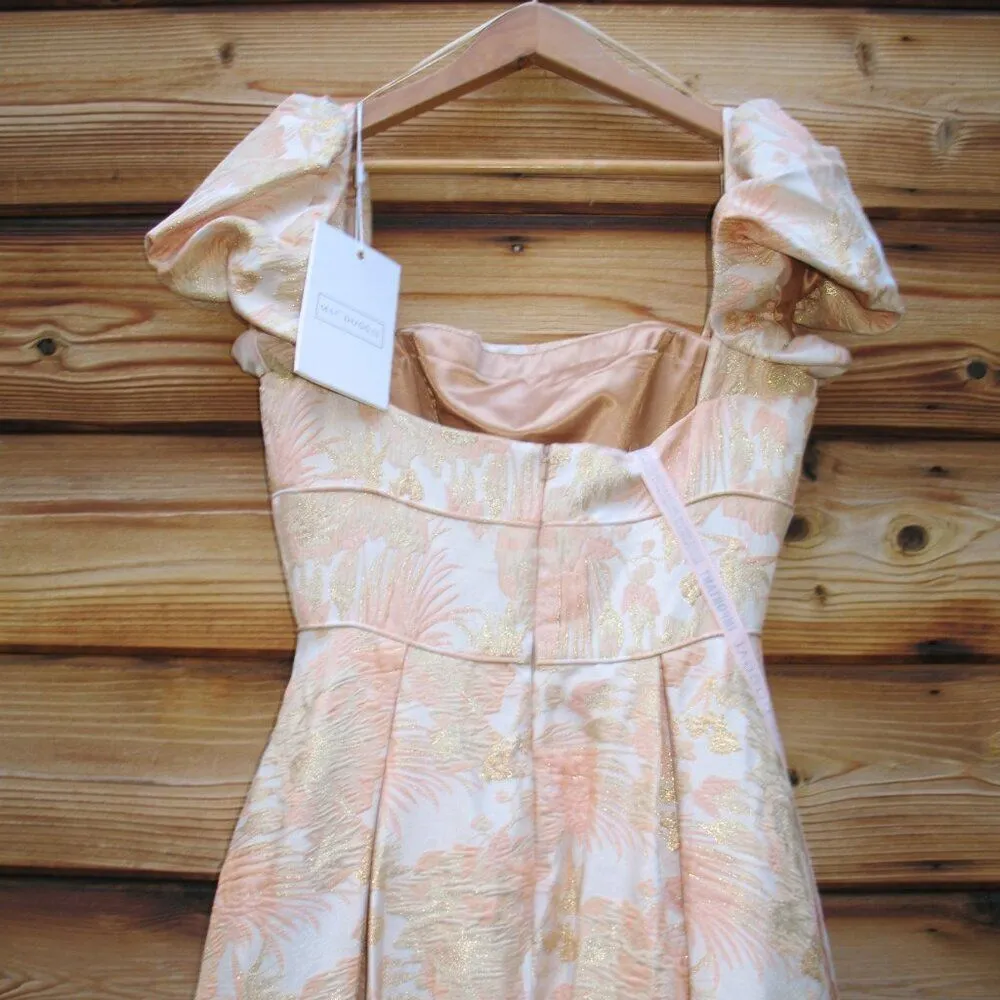 Mac Duggal 68276 Womens FLORAL PRINT PUFF SLEEVE HIGH LOW BROCADE GOWN - Image 12