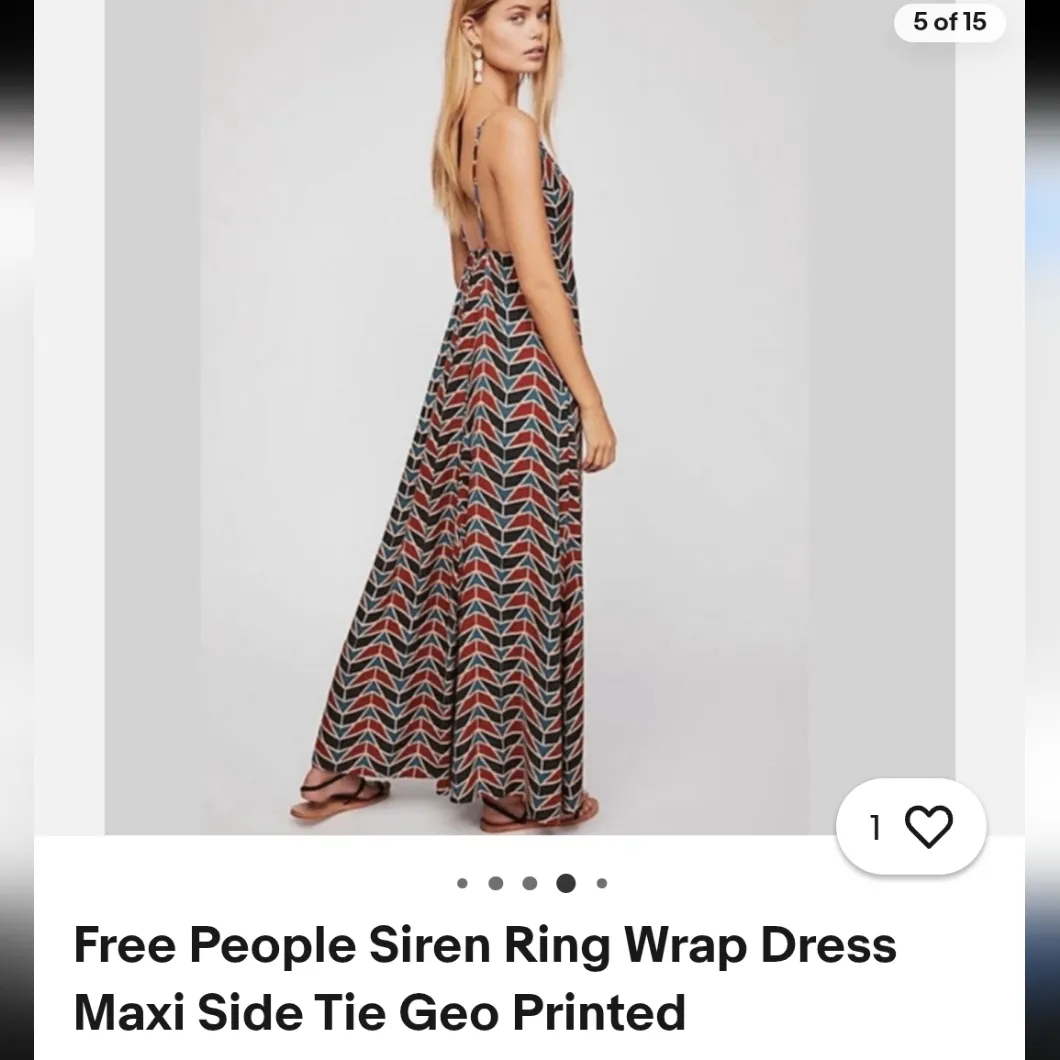 Free People  Geo Printed Maxi Dress Size Medium Siren  Ring Wrap - Image 2