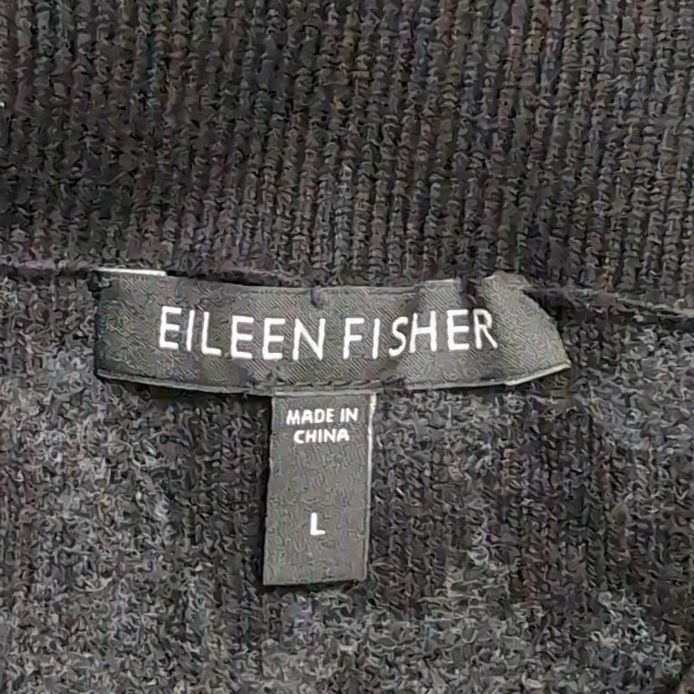 Eileen Fisher Black Textured High Waisted A Line Wool Blend Skirt Size L - Image 4